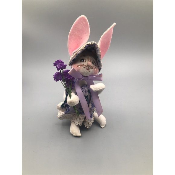 Annalee 2005 Easter Girl Bunny 8" Rabbit Spring Flowers Plush - Picture 1 of 8